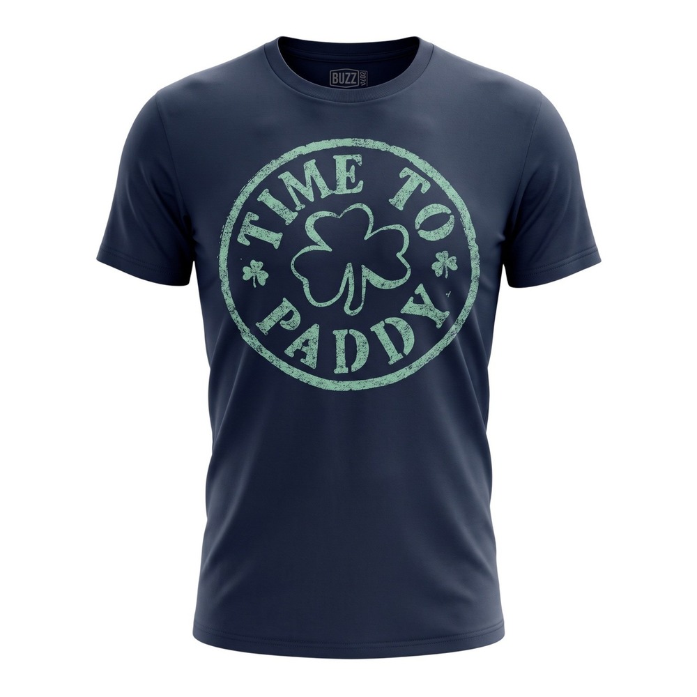 Time To Paddy Shamrock Graphic T-Shirt Large L Black St Patricks Day